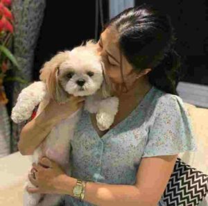 Dhanshree Verma with her pet dog
