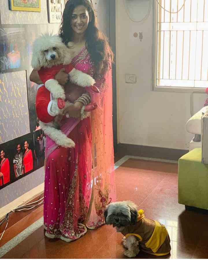 Sanjana Singh with her pet dog