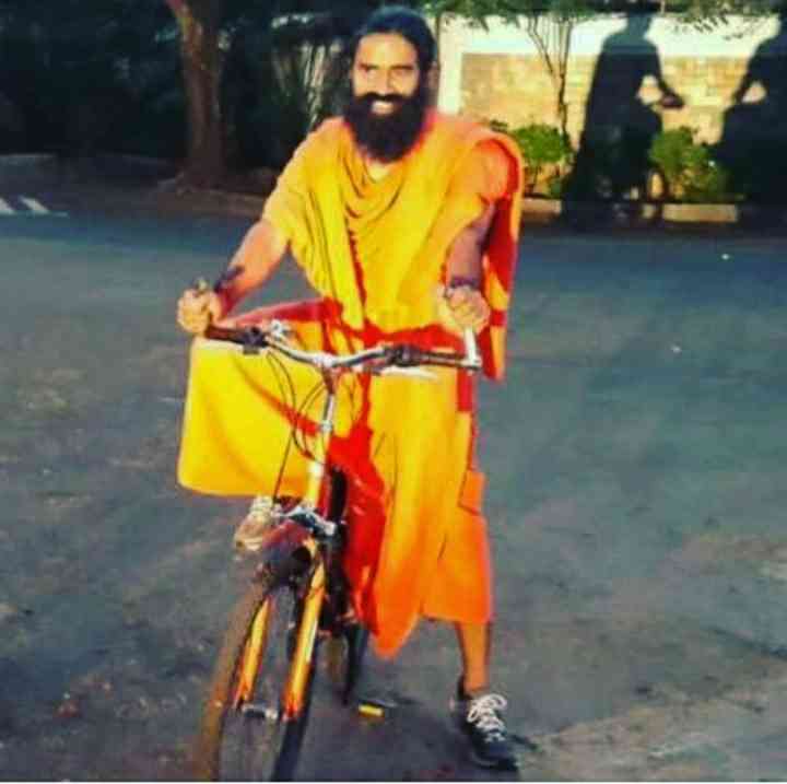 Baba Ramdev ride bicycle