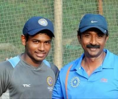 Sanju Samson with his coach Biju George
