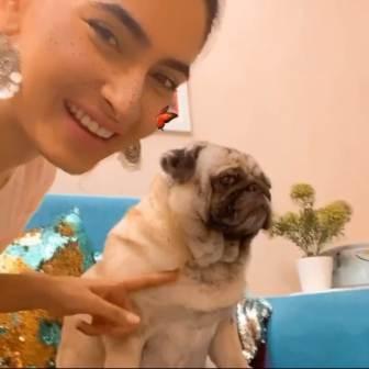 Karishma Sharma with her pet dog Charlie