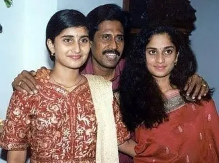 Shalini Ajith Kumar with his father and younger Sister