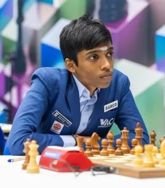 Rameshbabu Praggnanandhaa during a match